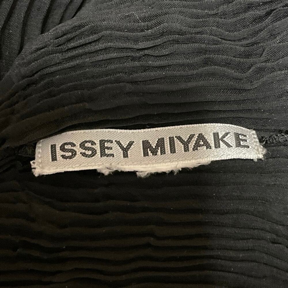 ISSEY MIYAKE Black Short Sleeves Chiffon Pleated Plisse Sheer Tee T-shirt Top M - Picture 4 of 4